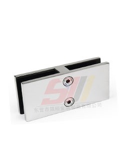 Satin Brushed Glass to Glass 180 Degree Straight Heavy Duty Clamp